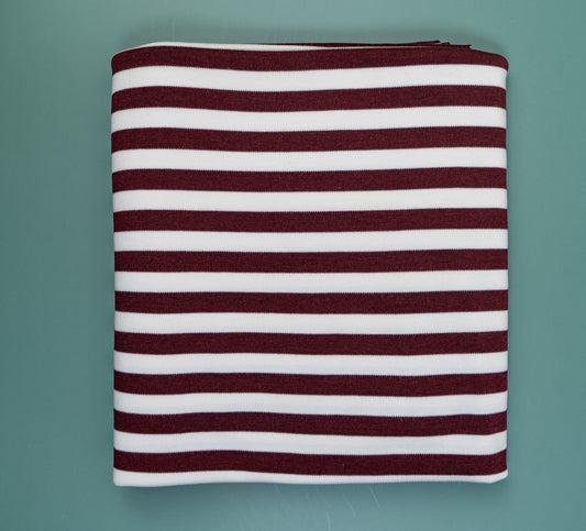 Striped Cotton Jersey - Burgundy/Cream