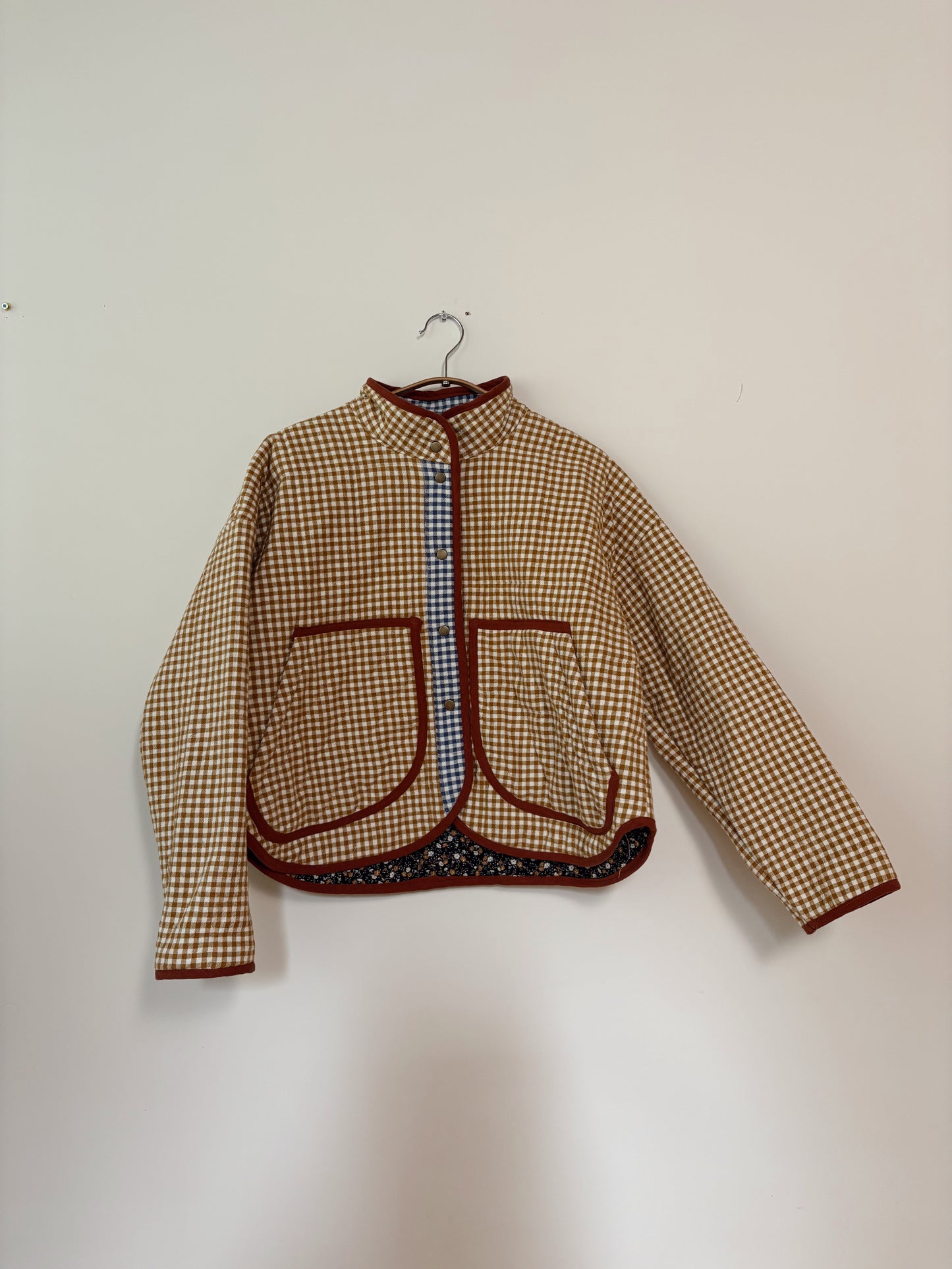 Mustard Gingham Quilted Flora Jacket - Small