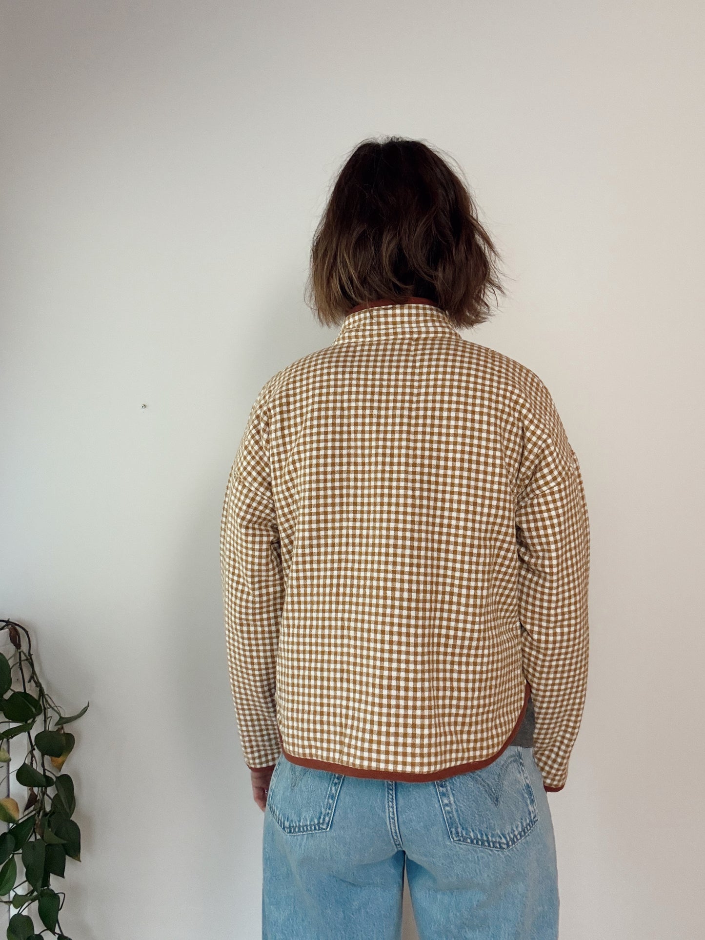 Mustard Gingham Quilted Flora Jacket - Small