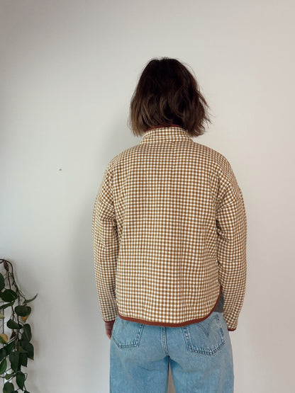 Mustard Gingham Quilted Flora Jacket - Small