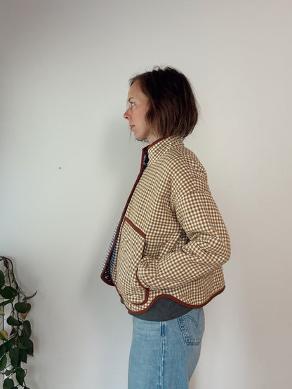 Mustard Gingham Quilted Flora Jacket - Small