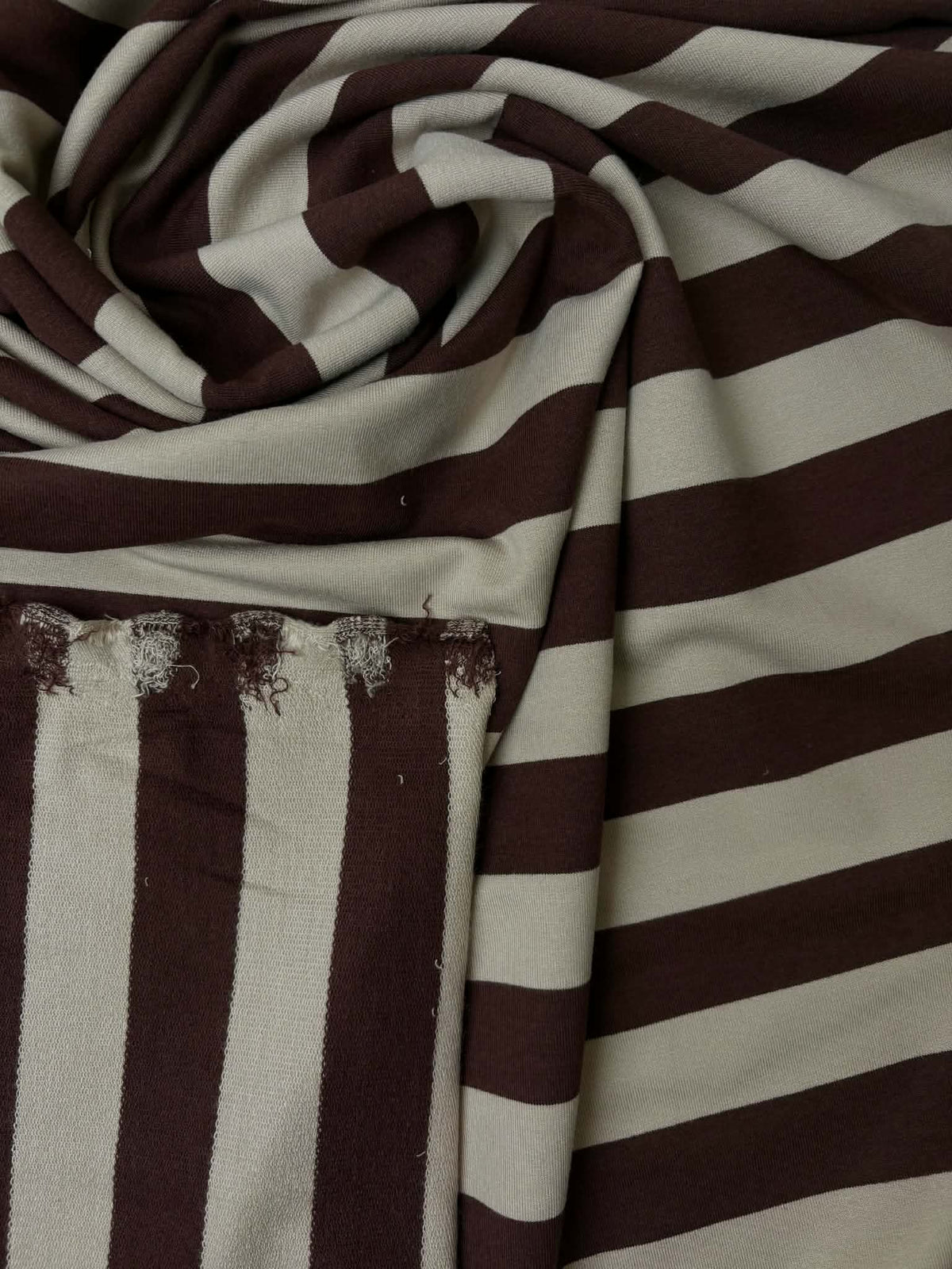 Wide Stripe Bamboo French Terry - Coconut