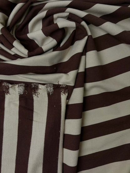Wide Stripe Bamboo French Terry - Coconut