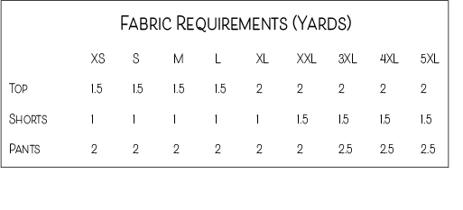 fabric measurement chart