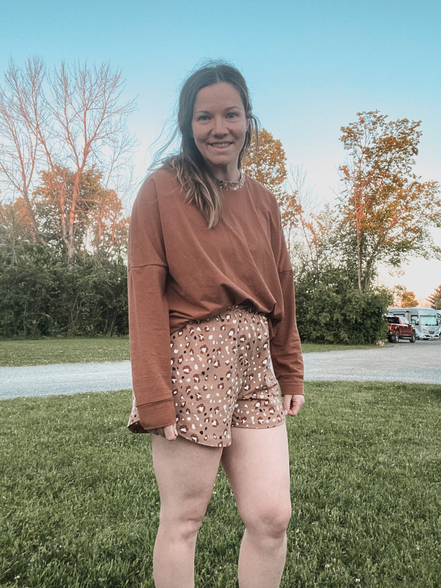 modelling top and shorts